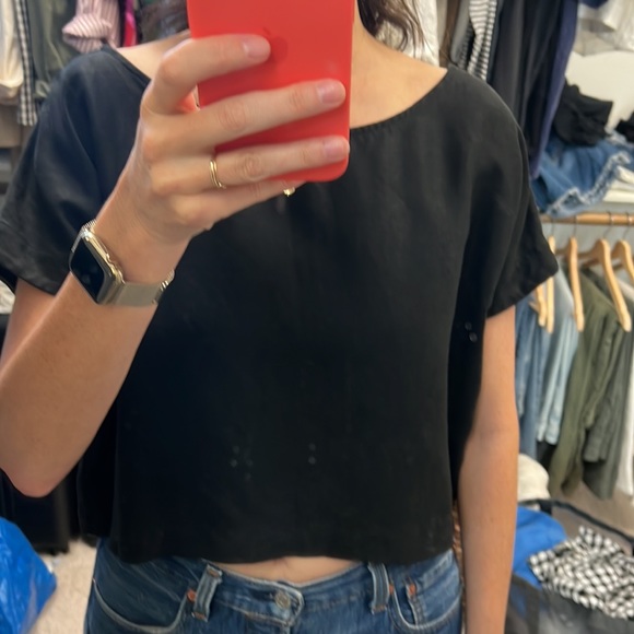 MARA HOFFMAN black cropped linen top M - Picture 8 of 8